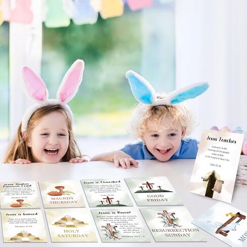 ANTING عيد الفصح قصة الأسبوع المقدس بطاقات العد التنازلي راية الديكور، الكتاب المقدس يسوع الأسبوع الماضي قيامة المسيح الكفارة الأسبوع المقدس الكتاب المقدس الديني in Kuwait