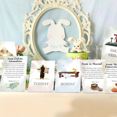 ANTING عيد الفصح قصة الأسبوع المقدس بطاقات العد التنازلي راية الديكور، الكتاب المقدس يسوع الأسبوع الماضي قيامة المسيح الكفارة الأسبوع المقدس الكتاب المقدس الديني in Kuwait