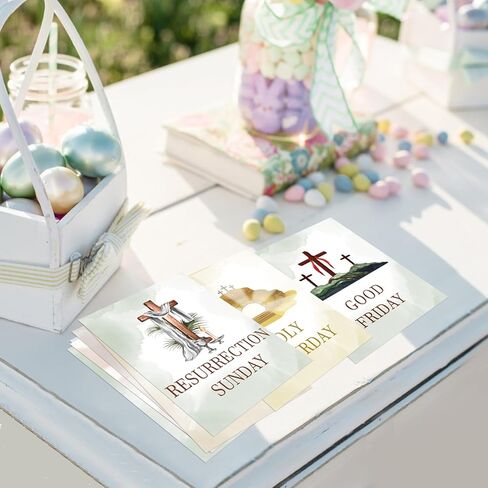 ANTING عيد الفصح قصة الأسبوع المقدس بطاقات العد التنازلي راية الديكور، الكتاب المقدس يسوع الأسبوع الماضي قيامة المسيح الكفارة الأسبوع المقدس الكتاب المقدس الديني in Kuwait