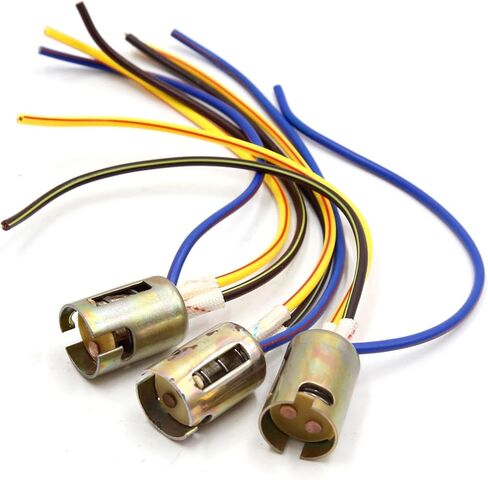 1157 LED Motorcycle Brake Stop Light Extension Wire Socket Holder Adapter Connector Durable Plastic Metal Bronze Tone (Set of 3) in Saudi Arabia