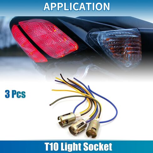 1157 LED Motorcycle Brake Stop Light Extension Wire Socket Holder Adapter Connector Durable Plastic Metal Bronze Tone (Set of 3) in Saudi Arabia