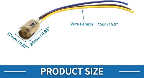 1157 LED Motorcycle Brake Stop Light Extension Wire Socket Holder Adapter Connector Durable Plastic Metal Bronze Tone (Set of 3) in Saudi Arabia