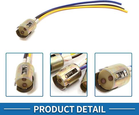 1157 LED Motorcycle Brake Stop Light Extension Wire Socket Holder Adapter Connector Durable Plastic Metal Bronze Tone (Set of 3) in Saudi Arabia