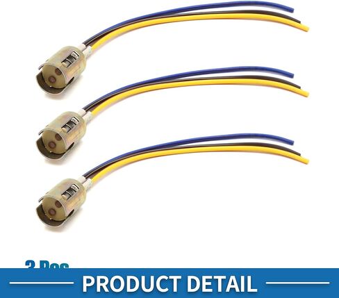 1157 LED Motorcycle Brake Stop Light Extension Wire Socket Holder Adapter Connector Durable Plastic Metal Bronze Tone (Set of 3) in Saudi Arabia