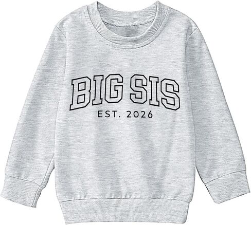 LOTUCY Big Sister Sweatshirt Toddler Girls Big Sis Est 2025 Long Sleeve Crewneck Pullover Sibling Reveal Announcement in Kuwait