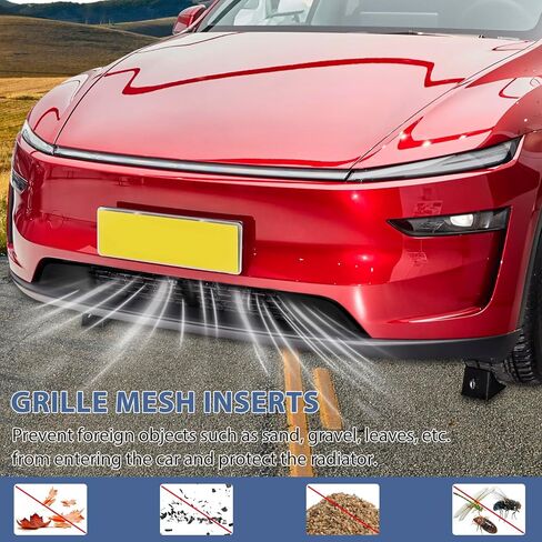 Front Grill Mesh Insert Compatible with Tesla Model Y Juniper 2025 2026, Front Air Inlet Vent Grille Cover Insect Protection Accessories Replacement for Model Y Juniper 2026 Black in Kuwait