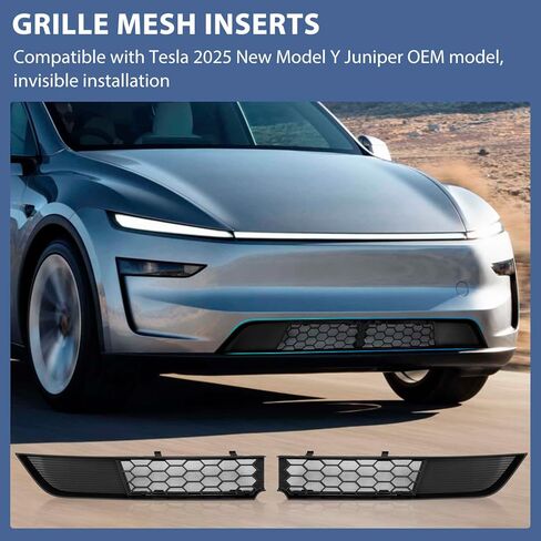 Front Grill Mesh Insert Compatible with Tesla Model Y Juniper 2025 2026, Front Air Inlet Vent Grille Cover Insect Protection Accessories Replacement for Model Y Juniper 2026 Black in Kuwait