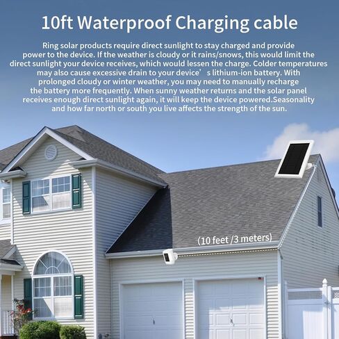 Solar Panel for Ring Camera(2nd Generation), 2 Pack 5W Solar Panel with 10FT/3M Long Cable for Stick Up & Pro Spotlight Cam Battery for Security Camera Dustproof Waterproof in Saudi Arabia