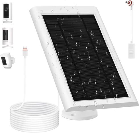 Solar Panel for Ring Camera(2nd Generation), 2 Pack 5W Solar Panel with 10FT/3M Long Cable for Stick Up & Pro Spotlight Cam Battery for Security Camera Dustproof Waterproof in Saudi Arabia