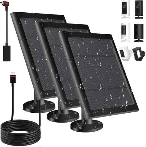 Solar Panel for Ring Camera(2nd Generation), 2 Pack 5W Solar Panel with 10FT/3M Long Cable for Stick Up & Pro Spotlight Cam Battery for Security Camera Dustproof Waterproof in Saudi Arabia