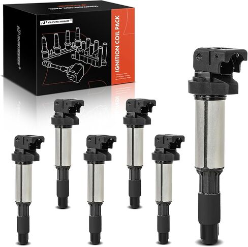 A-Premium (Blue) Engine Ignition Coil Pack Compatible with BMW 320i, 325Ci, 325i, 325xi, 330Ci, 330i, 330xi, 525i, 530i, 760i, 760Li, M3, M760i xDrive, X3, X5, Z3, Z4 & Rolls-Royce Phantom, 6-PC Set in Saudi Arabia