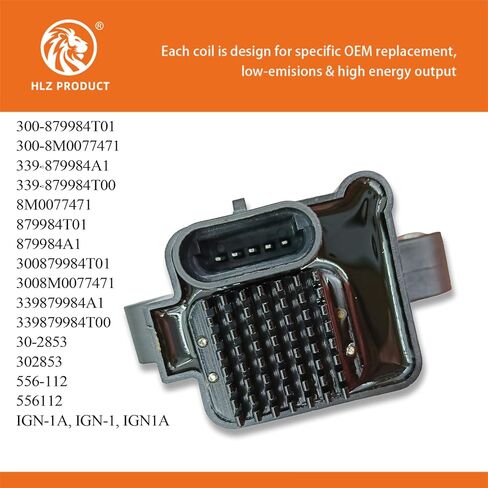HLZPRODUCT ملف الإشعال الذكي IGN1A 3008M0077471 مجموعة من 1 متوافقة مع Mercury EFI Optimax 75-300 أيضًا لجميع المركبات التي تستخدم أنظمة إدارة ما بعد البيع تحل محل MSD 556-112 OEM Fit DFC1019-8 in Kuwait
