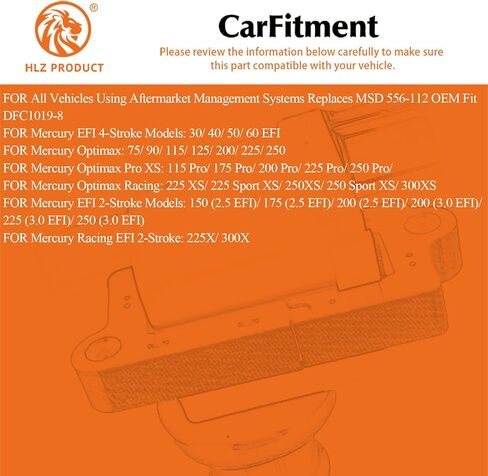HLZPRODUCT ملف الإشعال الذكي IGN1A 3008M0077471 مجموعة من 1 متوافقة مع Mercury EFI Optimax 75-300 أيضًا لجميع المركبات التي تستخدم أنظمة إدارة ما بعد البيع تحل محل MSD 556-112 OEM Fit DFC1019-8 in Kuwait