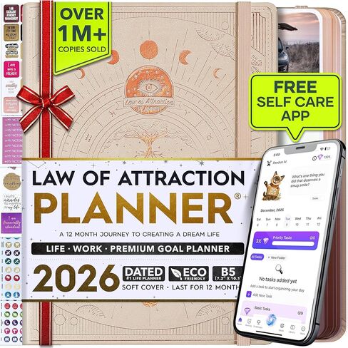 Law of Attraction Planner 2025 - Weekly and Monthly Planner, 12 Month Journey to Increase Productivity & Enhance Organization | Life Organizer, Gratitude Journal, Hourly Planner, To Do List | 2025 Planner - Vision Board, Gift Box & Planner Stickers in Kuwait