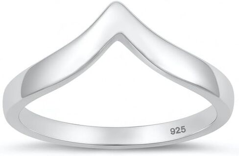 Plain V-Shaped Trendy Ring Polished Finish in Sterling Silver in Saudi Arabia