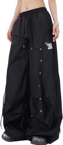 Baggy Cargo Pants for Women High Waisted Parachute Drawstring Casual Sweatpants Y2k Joggers Track Pants in Saudi Arabia
