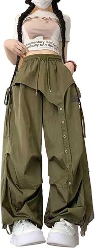 Baggy Cargo Pants for Women High Waisted Parachute Drawstring Casual Sweatpants Y2k Joggers Track Pants in Saudi Arabia