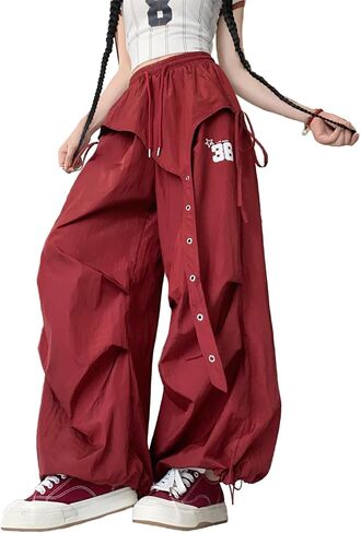 Baggy Cargo Pants for Women High Waisted Parachute Drawstring Casual Sweatpants Y2k Joggers Track Pants in Saudi Arabia