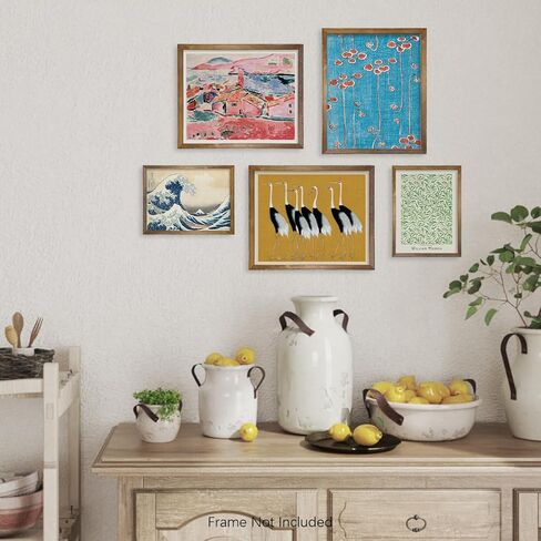 Maximalist Prints Room Decor - Modern Museum Pictures - Eclectic Wall Art Decor - Classic Morris Floral Painting - Japanese Art Wall Decor - Contemporary Abstract Aesthetic Poster for Bedroom in Saudi Arabia