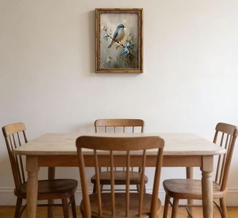 Gold Framed Bird Canvas Wall Art Vintage Blue Sparrow Painting Picture Wall Decor Pictures Sparrow on Branch Poster Print Artwork for Corridor Classroom Bedroom Kitchen Home Decoration in Saudi Arabia