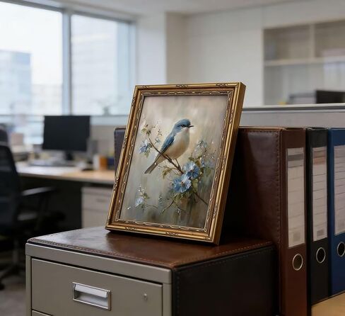 Gold Framed Bird Canvas Wall Art Vintage Blue Sparrow Painting Picture Wall Decor Pictures Sparrow on Branch Poster Print Artwork for Corridor Classroom Bedroom Kitchen Home Decoration in Saudi Arabia
