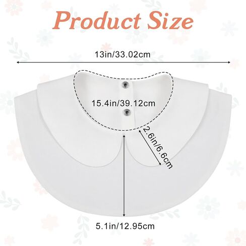 Fake Collar for Women, White Cotton Crew Neck Collar Blouse Detachable Faux Collar False Collars for Shirts Dresses in Saudi Arabia