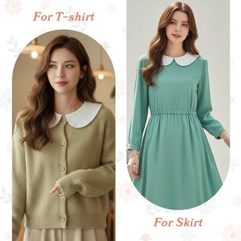 Fake Collar for Women, White Cotton Crew Neck Collar Blouse Detachable Faux Collar False Collars for Shirts Dresses in Saudi Arabia