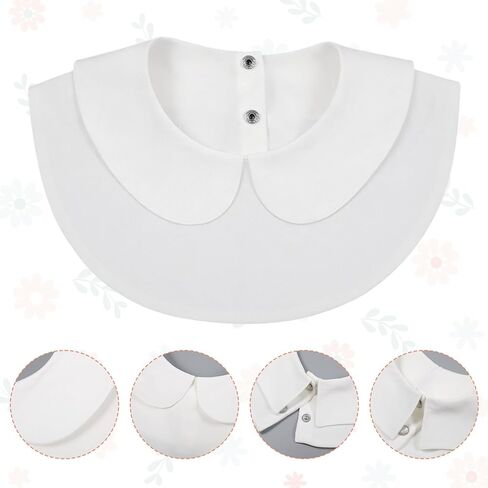 Fake Collar for Women, White Cotton Crew Neck Collar Blouse Detachable Faux Collar False Collars for Shirts Dresses in Saudi Arabia