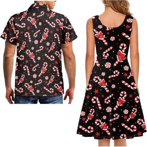 Couples Matching Outfits, Womens Dresses Sleeveless Flowy Dress Button Down Shirt Men Short Sleeve Shirts in Kuwait