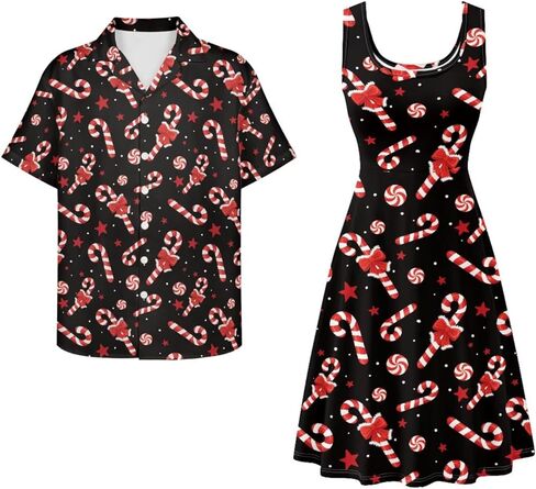 Couples Matching Outfits, Womens Dresses Sleeveless Flowy Dress Button Down Shirt Men Short Sleeve Shirts in Kuwait