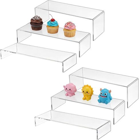 6 Pcs Large Acrylic Display Risers, 2 Set (12"L~11.6"L~11.2"L) Collectibles Display Shelf, Acrylic Risers Display Stands for Figures, Jewelry, Perfume, Toys in Saudi Arabia