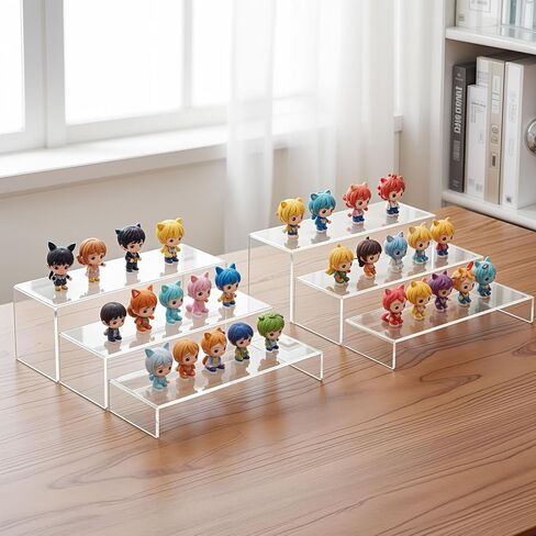 6 Pcs Large Acrylic Display Risers, 2 Set (12"L~11.6"L~11.2"L) Collectibles Display Shelf, Acrylic Risers Display Stands for Figures, Jewelry, Perfume, Toys in Saudi Arabia