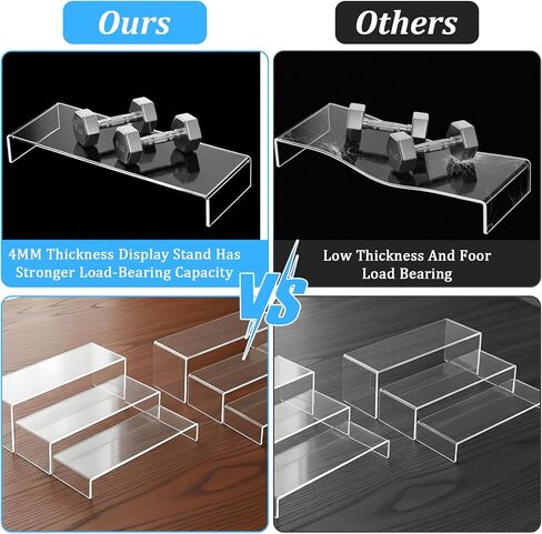 6 Pcs Large Acrylic Display Risers, 2 Set (12"L~11.6"L~11.2"L) Collectibles Display Shelf, Acrylic Risers Display Stands for Figures, Jewelry, Perfume, Toys in Saudi Arabia
