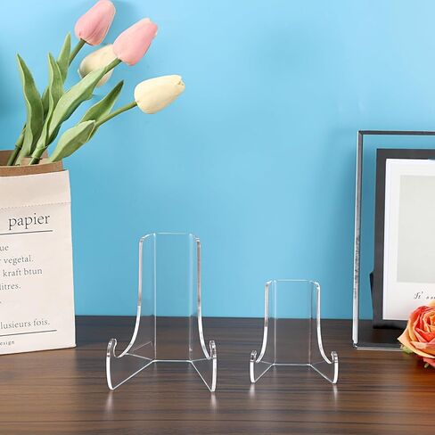 JUXYES 3 Pack Acrylic Wallet Display Holder Stands, Portable Easels Display Stand Clear Plate Display Rack for Boutique, Retail Countertop Acrylic Display Stand for Hand Purse, Wallet, Photos, Book in Saudi Arabia