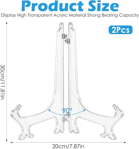 قطعتان من حامل أطباق الأكريليك، حامل عرض حامل أكريليك 10 بوصات، حامل صور أكريليك عالي الوضوح مع قاعدة ثابتة لعرض اللوحات وحوامل أطباق شفافة لعرض الأعمال الفنية in Kuwait