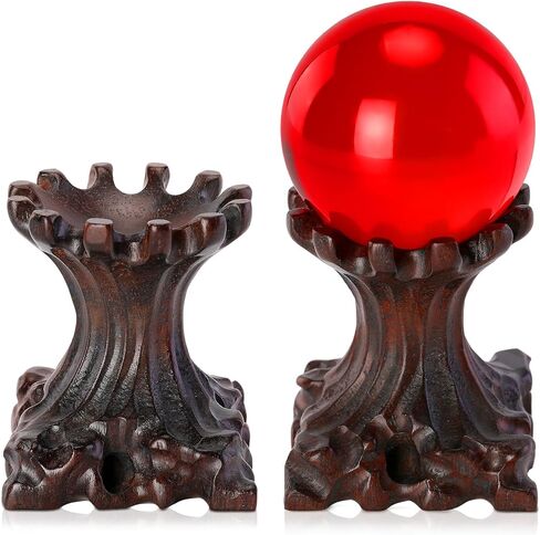 Geelin 2 Pack Crystal Ball Display Stand Sphere Holder, Wooden Crystal Egg Quartz Ball Display Easel Stands for Stones Gemstones Globe Stone Orb Collectibles Wood Base in Saudi Arabia