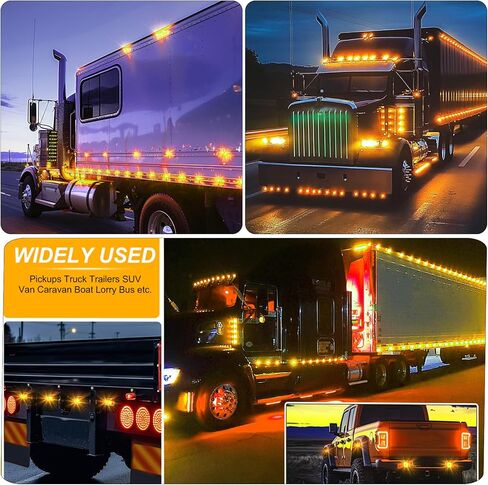 Ourbest Round LED Marker Lights, 20Pcs 3/4" LED Clearence Front Rear Side Marker Light Bullet Grommet Lights for Pickup Truck Offroad Yellow in Kuwait