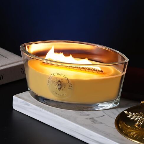 DEVI Pure Beeswax Candles Jar Candles 14oz, Large Bees Wax Candles for Home Unscented, Gifts for Women & Men, 60 Hours Burning, Non Toxic Candles, Paraffin-Free in Kuwait