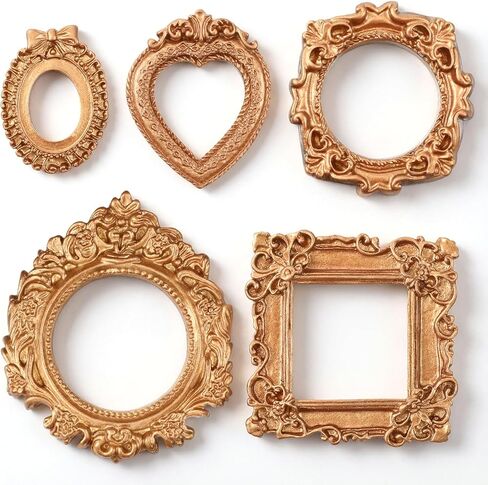 5 Pcs Mini Gold Frames, Vintage Mini Gold Picture Frames, Resin Tiny Antique Photo Frame, Small Picture Frame for DIY Photo, Display, Wall Hanging, Cell Phone, Jewelry, Christmas Home Decor in Saudi Arabia
