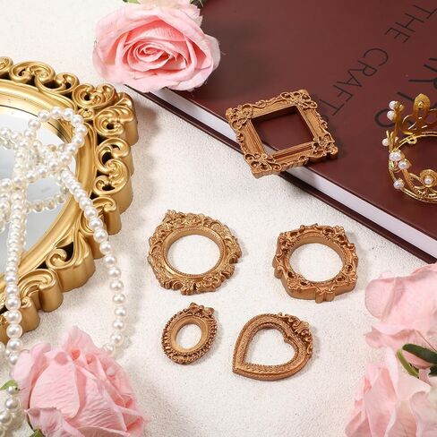 5 Pcs Mini Gold Frames, Vintage Mini Gold Picture Frames, Resin Tiny Antique Photo Frame, Small Picture Frame for DIY Photo, Display, Wall Hanging, Cell Phone, Jewelry, Christmas Home Decor in Saudi Arabia