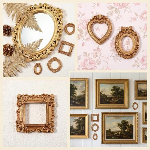 5 Pcs Mini Gold Frames, Vintage Mini Gold Picture Frames, Resin Tiny Antique Photo Frame, Small Picture Frame for DIY Photo, Display, Wall Hanging, Cell Phone, Jewelry, Christmas Home Decor in Saudi Arabia