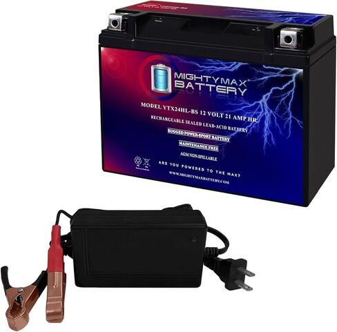 Mighty Max Battery YTX24HL-BS Replacement Battery for Parts Unlimited 2113-0205 + 12V 4Amp Charger in Saudi Arabia