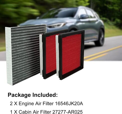 16546JK20A Engine Air Filter and 27277-AR025 Cabin Air Filter Set Fit For Infiniti EX35 EX37 G25 G35 G37 Q40 Q60 QX50 in Kuwait