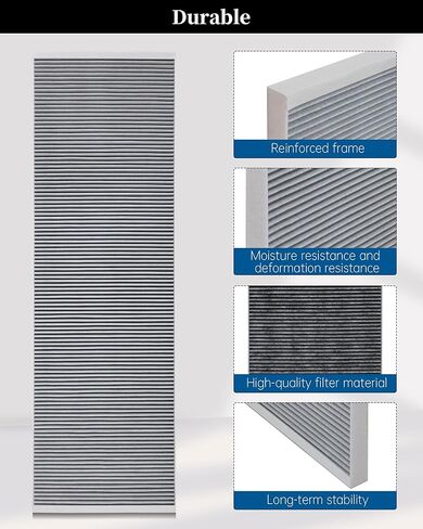 فلتر هواء HEPA 1045566-00-H متوافق مع فلتر مدخل Tesla 2015-2020 Model X، ترقية الكربون المنشط المنخفض المقاوم للرياح موديل X يستبدل فلتر Hepa 1045566-00-H،1045566-00-G، 104556600H in Kuwait