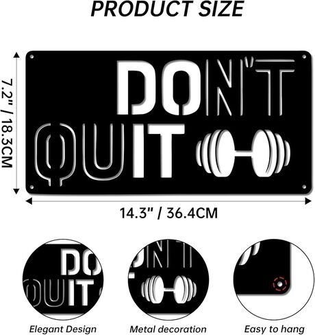 YATEASLU Gym Motivational Wall Art, Metal Home Gym Decor with Dumbbell Design for Home Gym (Do It & Don't Quit) in Kuwait
