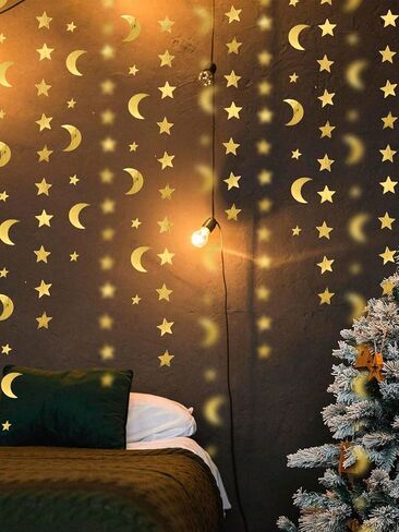 قطعة واحدة من ترتر زينة رمضان للتعليق، زينة لافتة النجمة والقمر، زينة خلفية لحفلات العيد، الباب الأمامي للمنزل، الشرفة، لافتة تزيين غرفة النوم in Saudi Arabia