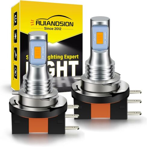 Ruiandsion H15 LED مصباح لمبة 6500K أبيض، شعاع عالي/منخفض 12V-24V 3 Prong PGJ23T1 قاعدة، التوصيل والتشغيل لاستبدال مصابيح السيارة (حزمة من 2) in Kuwait
