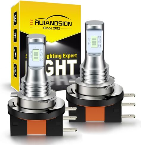 Ruiandsion H15 LED مصباح لمبة 6500K أبيض، شعاع عالي/منخفض 12V-24V 3 Prong PGJ23T1 قاعدة، التوصيل والتشغيل لاستبدال مصابيح السيارة (حزمة من 2) in Kuwait