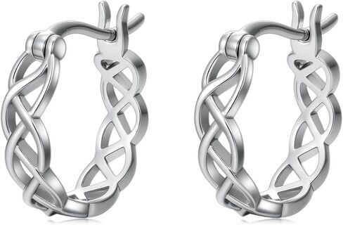 Celtic Earrings Sterling Silver Hoop Earrings Celtic Knot Huggie Earrings for Women in Kuwait