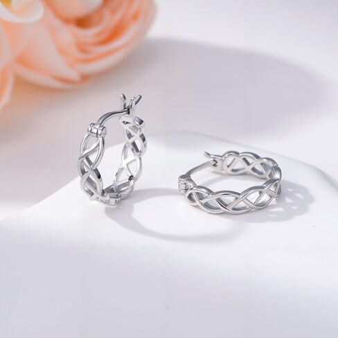 Celtic Earrings Sterling Silver Hoop Earrings Celtic Knot Huggie Earrings for Women in Kuwait